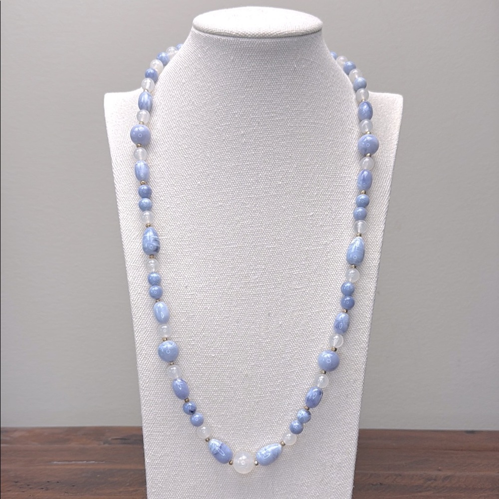 Blue Long Beaded Necklace
